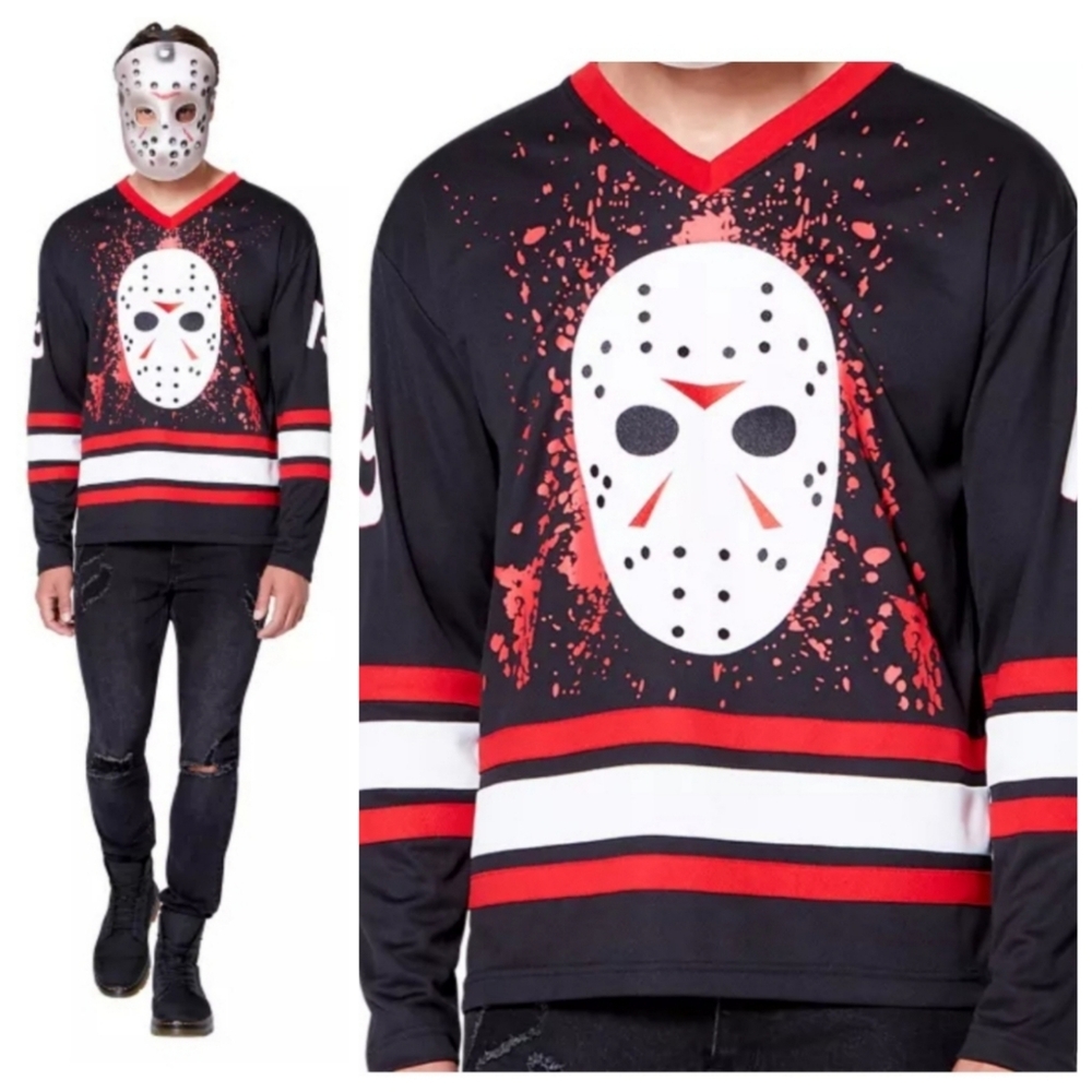 Friday the 13th Jason Voorhees Hockey Jersey Size Large Halloween Goth Unisex